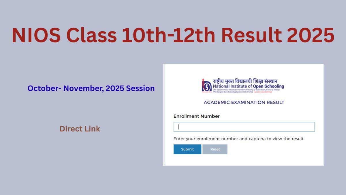 NIOS Class 10th-12th Result 2025